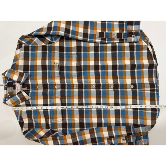 Filson Mens Vintage Flannel Work Shirt Brown Cream Ochre Blue Plaid Size M NWOT - Picture 8 of 10